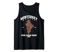 Monterrey Nuevo León Carne Asada Carne Mapa Mexicano Grill Camiseta sin Mangas