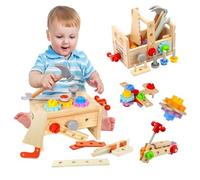 MonteSpi Caja Herramientas Juguetes, 29 Piezas Montessori para niños de 3 años, Ideal para fomentar la motricidad Fina y la Creatividad, Regalo de cumpleaños