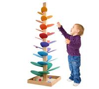 Montessori - Árbol de madera con sonido para canicas, arco iris, árbol de sonido Montessori, juguete de madera a partir de 3 años, juguete educativo con sonido y bolas de colores para niños