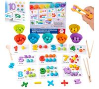 Montessori Arithmetic Math Toy Set - Silicone Digital Learning with Beads, Chopsticks & Spoons, 2025 New Number Blocks, Number Crunching Clip Bead Matching, Boy Girl Birthday Gift (1PCS)
