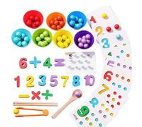 Montessori Arithmetic Math Toy Set, - Silicone Digital Learning with Beads, Chopsticks & Spoons, Daily Number Match (1Pcs)