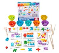 Montessori Arithmetic Math Toy Set, Silicone Digital Learning with Beads, Chopsticks & Spoons, Early Childhood Products, for Learning, Toys (Premium)