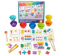 Montessori Arithmetic Math Toy Set, Silicone Digital Learning with Beads, Chopsticks & Spoons, Early Childhood Products, for Learning, Toys (Standard)
