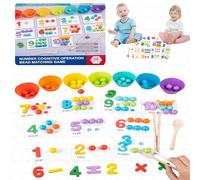 Montessori Arithmetic Math Toy Set - Silicone Digital Learning with Beads, Chopsticks & Spoons, Montessori Toys for Children Gifts (1PCS)