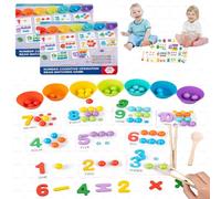 Montessori Arithmetic Math Toy Set - Silicone Digital Learning with Beads, Chopsticks & Spoons, Montessori Toys for Children Gifts (2PCS)