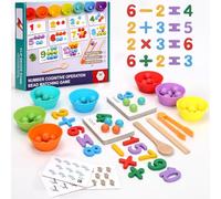 Montessori Aritmética Matemáticas Juguetes Set de juguetes Montessori de madera para niños pequeños para 1 2 3 4 5 6 años, números agrietados clip perlas juego a juego, regalo de cumpleaños para niños