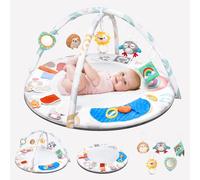 Montessori Baby Play Gym & Activity Mat for Brain Development (0-12Mo) | 5 Zonas Sensory + 5 Toys | Portability Tummy Time Activity Mat Stage-Based for Newborn Brain Development Essential & Gift-Ready