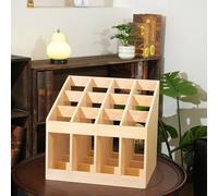 Montessori - Estante para alfombras de alta calidad con 12 ranuras, almacenamiento de tapete de trabajo de madera contrachapada maciza, soporte independiente de 17.7 pulgadas de ancho, no requiere