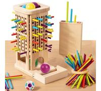 Montessori Juego de mesa de madera, 40 palos de madera coloridos, juego de dados matemáticas, juguetes educativos para 3, 4, 5, 6 años, juguetes de habilidades motoras finas y clasificación de color