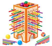 Montessori - Juego de mesa para niños de 4 a 6 años, juego de dados de 42 palos de madera coloridos con 12 bolas, juguete educativo de matemáticas y conteo para niños de 3, 4, 5, 6 años, habilidades