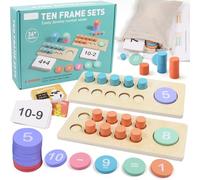 Montessori - Juguete de matemáticas para aprender números, juguetes de madera, juegos educativos con números y conteo, juguete de habilidades motoras, juego de enchufes, juguete de matemáticas, regalo