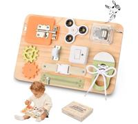 Montessori - Juguete para niños pequeños - Busy Board - Juguete educativo de habilidades motoras sensoriales juguetes de madera - Autismo y TDAH - Promoción de la motricidad fina - Juguete de viaje