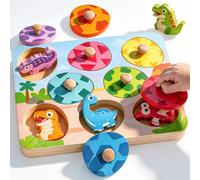 Montessori Juguetes a partir de 1 2 años, rompecabezas de madera, regalo | Huevos de dinosaurio de madera, juego de clasificación, juguete de motricidad y aprendizaje a partir de 12-18 meses