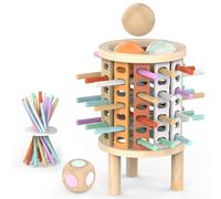 Montessori Juguetes con 28 Palitos de Coloridos Juegos de Mesa Niños Niñas 3 4 5 6 7 8 9 10 11 12 Años Regalo, Juego Educativo Familiar para Cognición y Habilidades Motoras Finas Torre de Madera