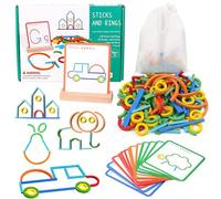 Montessori Juguetes educativos a partir de 3 años, juguetes Montessori, juegos preescolares, 120 piezas de madera y anillos, 20 tarjetas para innumerables figuras emocionantes, juguetes educativos,