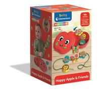 Clementoni Baby Happy Apple & Friends, Juego Montessori para Encajar, Actividad educativa para niños a Partir de 18 Meses, estimula Las Manualidades Finas y lógicas, con 8 Personajes, Fabricado en