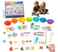 Montessori Math Toy for 3-6 Year Olds - Wooden Counting Beads & Number Clip Game, Stem Learning Toys for Preschool Boys/Girls, Toddler Educational Birthday Gift (1Pcs)