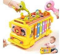 Montessori Multifuncional Juguete de aprendizaje para niños pequeños a partir de 1 año, juguete de martillo de golpe, regalo para niños pequeños, xilófono, clasificador de formas, juego magnético
