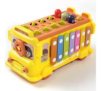 Montessori Multifuncional Juguete de aprendizaje para niños pequeños a partir de 1 año, juguete de martillo de golpe, regalo para niños pequeños, xilófono, clasificador de formas, juego magnético