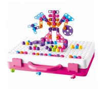 Montessori Play Toolbox 249pcs/set Creative Montessori Play Toolbox con Caja de Herramientas de perforación para niños 2D/3D Diseño y Juguete Drill Toy DIY Educational Gift para niños y niñas