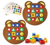 Montessori Puzzle de Madera, Juguete de Tangram, Divertido Juguete Educativo, con 32 Piezas de Formas geométricas y 30 Tarjetas de diseño,Juegos educativos para niños de 3 4 5 6 7 años