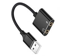 Montesy Adaptador USB a tarjeta de sonido externa de 3,5 mm para micrófono de auriculares, mejora la música y la compatibilidad