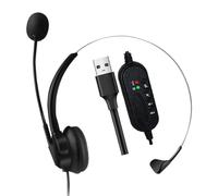 Montesy Auriculares USB con micrófono y control de voz para centro de llamadas con cable y cancelación de ruido para uso en computadora/PC/portátil