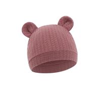 Montesy Gorra de punto de gofres muy suave para bebé con diseños clásicos de orejas de oso para recién nacidos, gorras transpirables para recién nacidos, gorras de tela para bebé, color frijol rojo