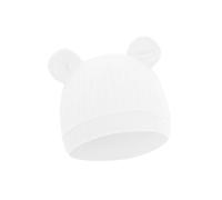 Montesy Gorra de punto de gofres muy suave para bebé con diseños clásicos de orejas de oso para recién nacidos, gorras transpirables para recién nacidos, gorras de tela para bebé, blanco, talla nica
