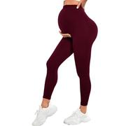 Montesy Leggings térmicos de maternidad elásticos que absorben el sudor, cintura alta, cómodos, capas de invierno para esperar maternidad, leggings de entrenamiento, longitud larga, nailon y elastano