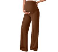 Montesy Pantalones elásticos de invierno para embarazo, diseño con forro térmico, leggings de maternidad, tela suave para actividades al aire libre, cómodos, pantalones largos de maternidad que no se
