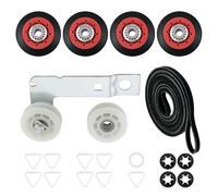Montesy W10837240 - Conjunto de polea de tambor para reparación de secadora 4392067 Kit de reparación duradera y secadora con correa de tambor y polea loca