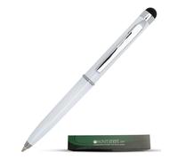 MONTEVERDE USA Poquito Stylus Pen - Pearl White | Compact Metal Ballpoint Pen with Capacitive Stylus | Refillable with D1 Standard Internati