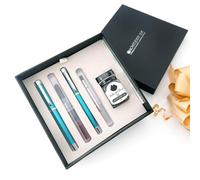 Monteverde USA Strata - Juego de pluma estilográfica, color turquesa, punta Omniflex, recarga de gel gratis, botella de tinta y 3 cartuchos gratis