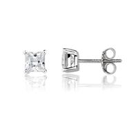 Monteverdi Pendientes cuadrados para mujer, 5,0 mm de ancho, de plata de ley 925 rodiada MONJ-ER0014, Eine Größe, Plata de ley, Sin piedra preciosa