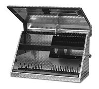 Montezuma ME300AL - Caja de herramientas triangular portátil de 30 pulgadas - Diseño de varios niveles - Construcción de aluminio resistente Tread Brite - Baúl de almacenamiento SAE y métrico -