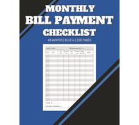 Monthly Bill Payment Checklist: 48 Month Bill Tracker Notebook For Men | Clear, Easy & Effective Way to Manage Budget and Set Monthly Goals | 8x10 in, 100 pages