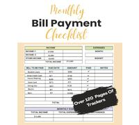 Monthly Bill Payment Checklist & Tracker: Bill Payment Tracker Monthly Organizer for Budgeting, Bills, Debt & Savings | Monthly Bills Checklist & Payment Planner