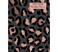 Monthly Planner 2027-2028: Rose Gold Leopard Cheetah Print in Pink and Gray, Calendar for Women, Large 2-Year 24 Month Agenda