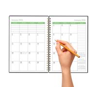 Monthly Planner - Papel de 21,5 x 14,8 cm, 235 G | Yearly Schedule Notebook With Tabs Spiral Bound Journal | Productivity Time Management Agenda | Work Business Office School Home