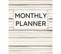 Monthly Planner: Undated Minimalist Layout for ADD Calendar Organization, Neurodivergent-Friendly Lexend Font, Productivity & Scheduling, Goal Setting, Brown White Beige Stripes Cover Design