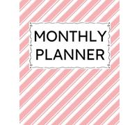 Monthly Planner: Undated Minimalist Layout for ADD Calendar Organization, Neurodivergent-Friendly Lexend Font, Productivity & Scheduling, Goal Setting, Pink and White Stripes Cover Design