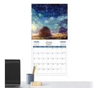 Monthly Wall Art Calendar, Illustrated Scene Planner Calendar, Cute Paper Schedule Organizer with Colorful Artwork, Decorative Family Planning Board, Academic Wall Planner for Kids Teachers Classroom