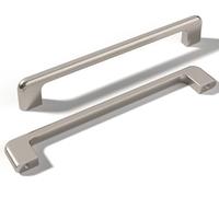 monti hardware Paquete de 10 tiradores de níquel cepillado de 6.3 pulgadas con orificio central, tiradores de metal sólido para gabinete, baño, decoración del hogar, cajones de cocina, manijas de