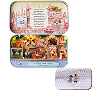 Montidey Caja de lata DIY casa de muñecas kit miniatura caramelo aventura muñecas casa muebles luces LED rompecabezas juguete modelo habitación creativa artesanía cumpleaños festival regalo
