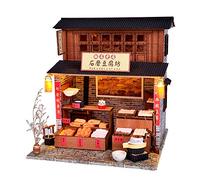 Montidey Kit de casa de muñecas en miniatura con muebles, casa de muñecas en miniatura 3D de estilo chino estilo cabaña de madera, kit de casa de muñecas en miniatura para manualidades a mano para