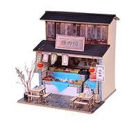 Montidey Kit de casa de muñecas en miniatura con muebles, estilo chino 3D, casa de muñecas en miniatura de madera, kit de casa de muñecas hecha a mano para niños (pabellón Lianxiang)