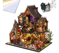 Montidey Kit de casa de muñecas en miniatura, modelo de casa de muñecas de madera 3D con cubierta a prueba de polvo y movimiento musical, escala 1:24, idea creativa de habitación para regalo de