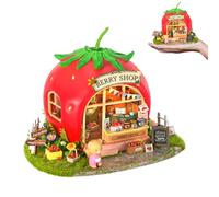 Montidey Kit de casa de muñecas en miniatura, modelo de casa de muñecas de madera 3D con luz LED creativa, regalo perfecto para amigos, amantes y familiares (Bear Berry Shop)