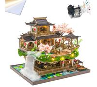 Montidey Kit de casa de muñecas en miniatura y muebles, mini casa de muñecas de madera 3D con cubierta antipolvo y movimiento musical, idea creativa de habitación para regalo de cumpleaños del día de